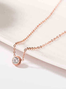 迷你单钻钛钢项链女爆款流行饰品首饰吊坠配饰锁骨链项饰18K