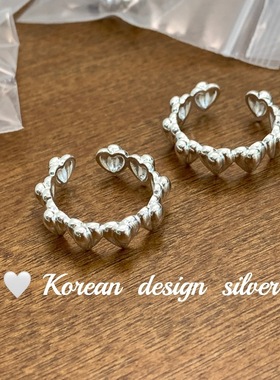 韩国小众设计海洋世界亮银饰品 S925纯银贝 壳开口戒指气质百搭女