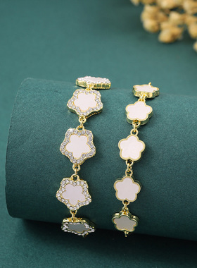 欧美热卖五瓣花抽拉手链两件套wish外贸简约设计百搭手饰套装