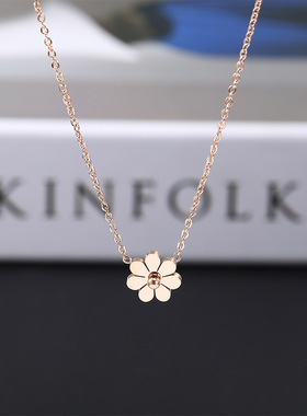 小雏菊项链女玫瑰金气质ins冷淡风锁骨链小众设计感花朵吊坠颈链