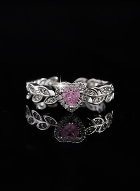 微镶满钻超闪爱心开口戒指女时尚轻奢气质感桃心可调节指环手饰潮