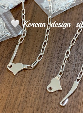 韩国ins博主同款饰品 S925纯银爱心形钩子扣项链 锁骨链小众