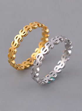 食人间烟火色同款戒指美元符号元素距离钛钢指环食指可调节简约