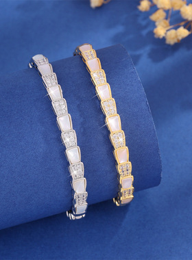 新款微镶锆石超闪蛇骨手镯女欧美wish热卖手环源头工厂