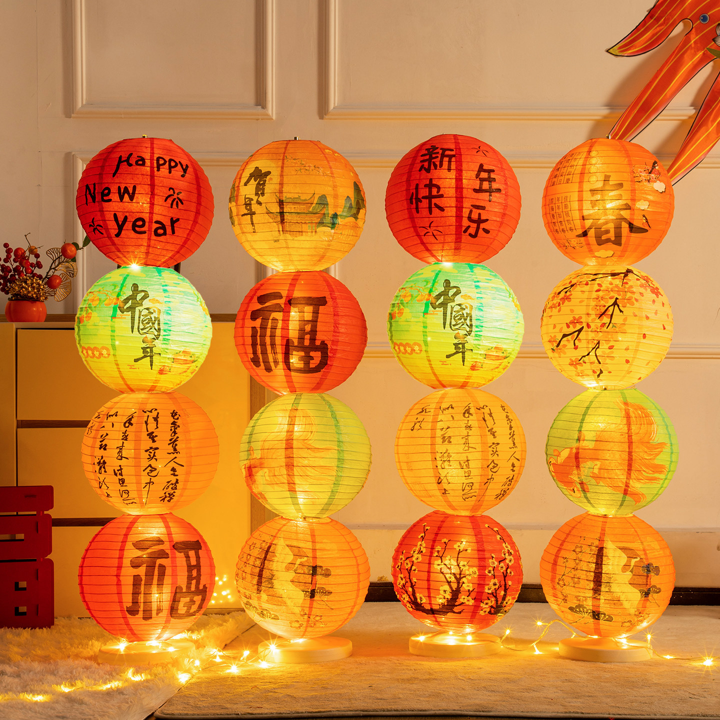 马年春节新年发光灯笼2026新款宫灯商场过年中式装饰彩灯氛围布置