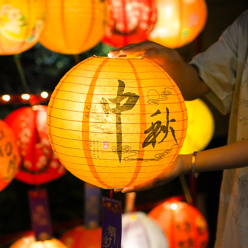 中秋节猜灯谜古风灯笼挂饰商场户外氛围场景布置中式花灯挂件装饰