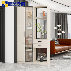 奶油风鞋柜玄关柜家用门厅隔断柜装饰柜客厅入户鞋柜衣帽柜一体