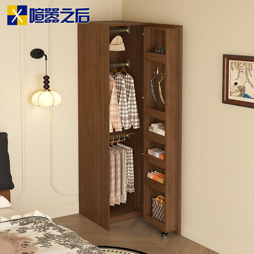 中古风上下全挂实木衣柜家用卧室