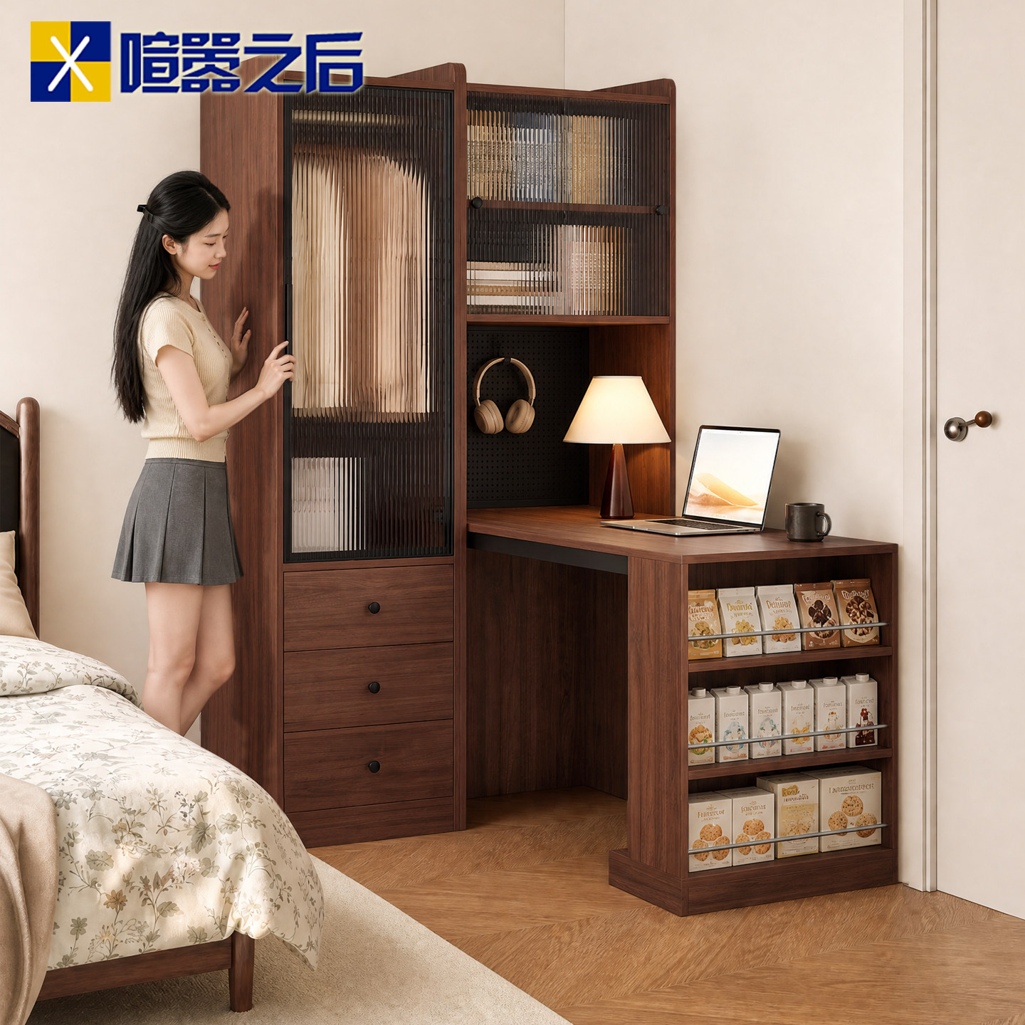实木衣柜折叠书桌家用卧室