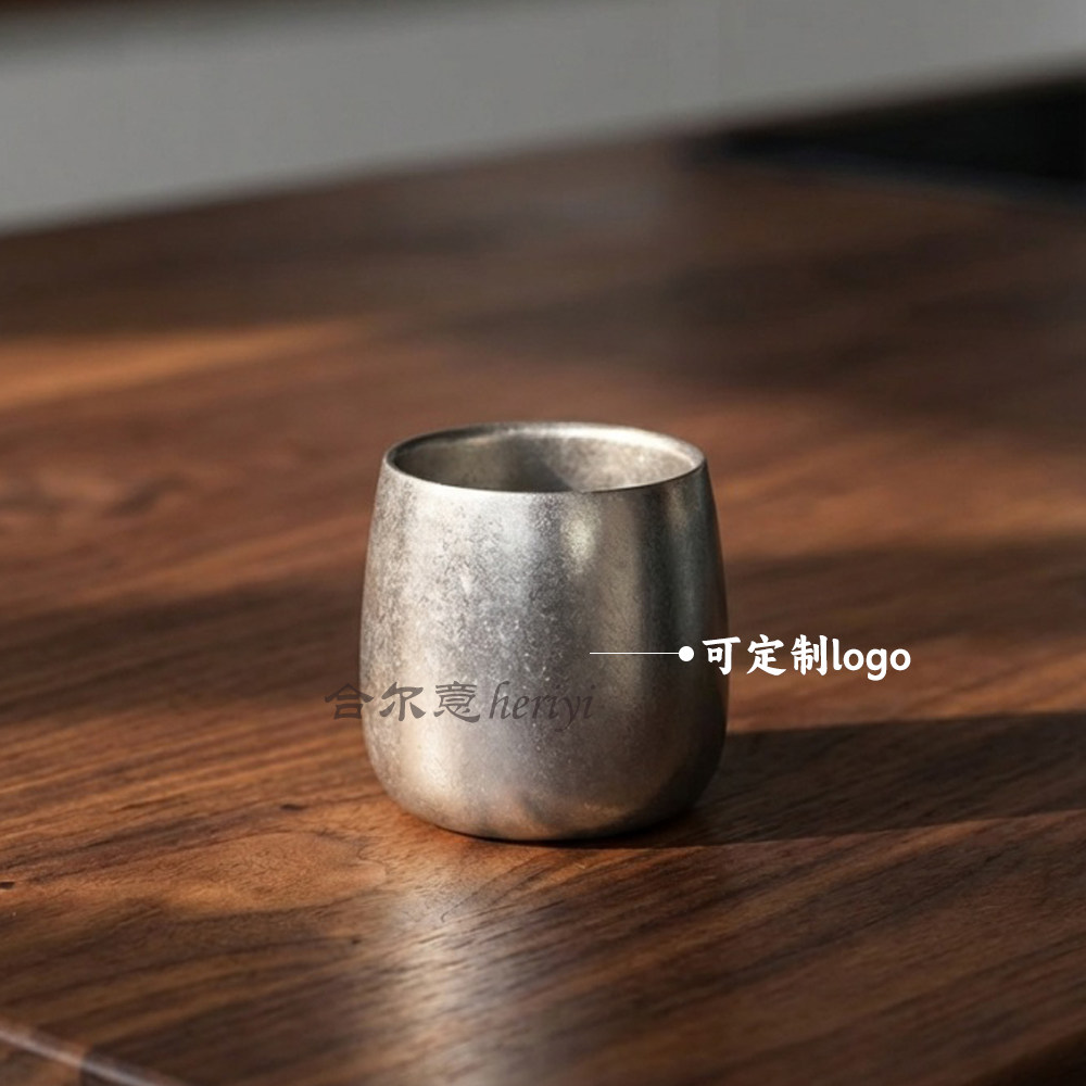 复古304不锈钢双层小水杯咖啡杯茶杯工业风户外露营便携精致水杯