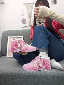 回力OW联名樱花高帮女鞋透气