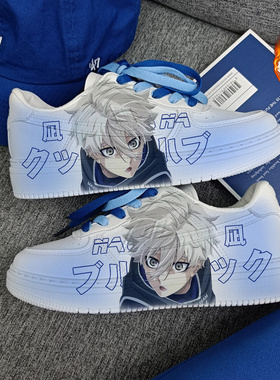 回力ow正品樱花蓝色监狱动漫痛鞋男涂鸦春秋季限量款情侣运动鞋