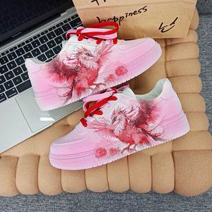 回力国潮鞋子火凤凰女鞋2025夏季新款透气运动休闲情侣厚底小白鞋