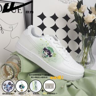 回力ow联名樱花原神温迪动漫手绘小白鞋男女高颜值可爱小众春秋款