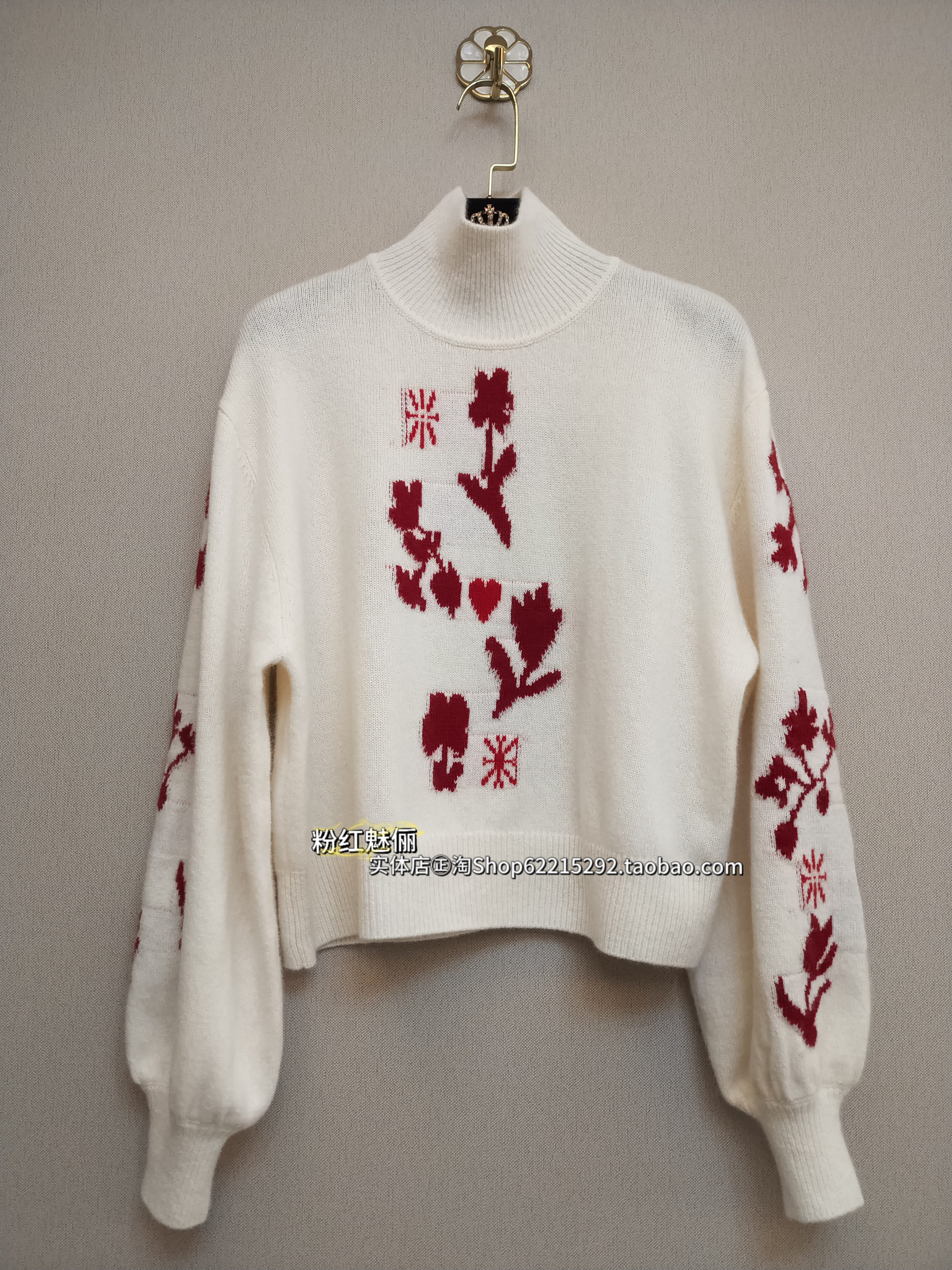 欧洲站12月1日实体店㊣2025欧货高领时髦短款提花绵羊毛毛衣套衫