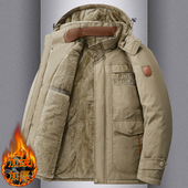 加绒加厚棉衣男新款 棉袄中老年抗寒保暖棉服外套男士 冬季 宽松大码
