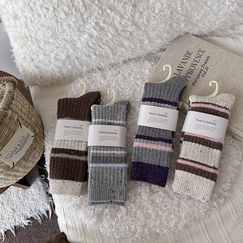 点子纱羊毛中筒袜子女粗线毛毛韩版ins潮加厚保暖条纹撞色堆堆袜,女士内衣/男士内衣/家居服,连裤袜/打底袜,淘宝优惠券,粉丝福利购,淘宝优惠卷