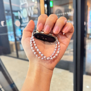 适用苹果ApplewatchS11高级手链iwatchS10表带小米手环表带珍珠女