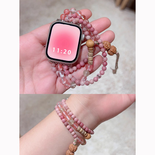 适用iWatch复古天然石串珠表带