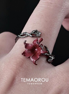 Vintage中古曼陀罗花朵戒指女清