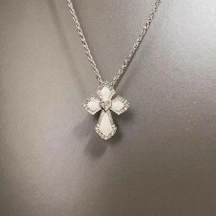 冷淡风亚比爱心守护滴油十字架项链高级小众甜酷vintage锁骨链女