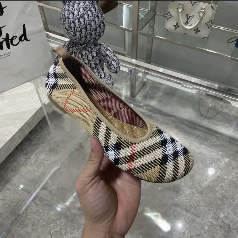 2025新款格纹针织弹力布芭蕾鞋女平底浅口单鞋一脚蹬百搭懒人鞋,女鞋,穆勒鞋,淘宝优惠券,粉丝福利购,淘宝优惠卷