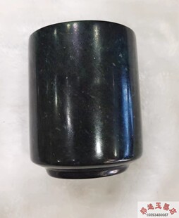 正品酒泉夜光杯敦煌特产 天然墨玉直口杯 药王石玉杯主人杯茶杯