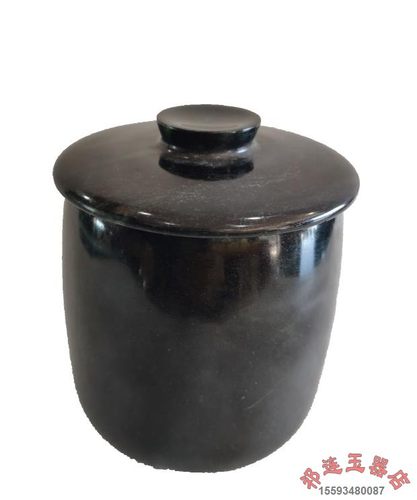 天然墨玉磁性保健杯玉茶杯带盖杯