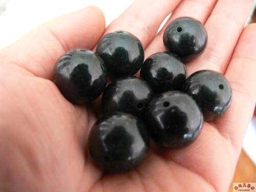 天然祁连墨玉手串药王石玉珠