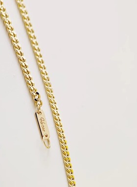 HETAO荷桃极简侧身链喜平古巴链手链闪闪素金全18K黄金浅金不掉色