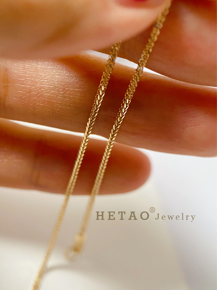 彩金18k金手链荷桃闪闪金线极简