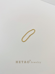 HETAO荷桃可爱简约小金珠珠全18K金素金彩金软链戒指指圈指环