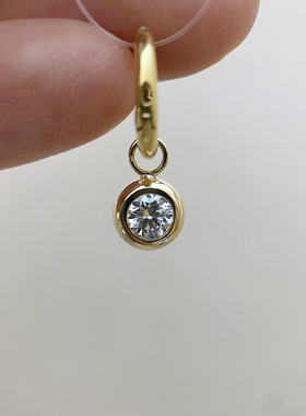 HETAO荷桃30分DE色培育钻石泡泡款18k金彩金耳环单吊坠不含耳环