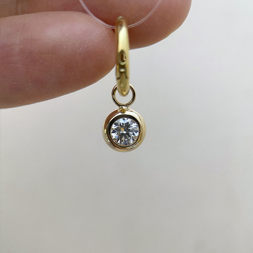 荷桃30分培育钻石泡泡耳环吊坠