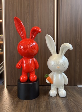 网红幸运兔子存钱罐卡通摆件现代客厅玄关电视柜创意家居装饰落地