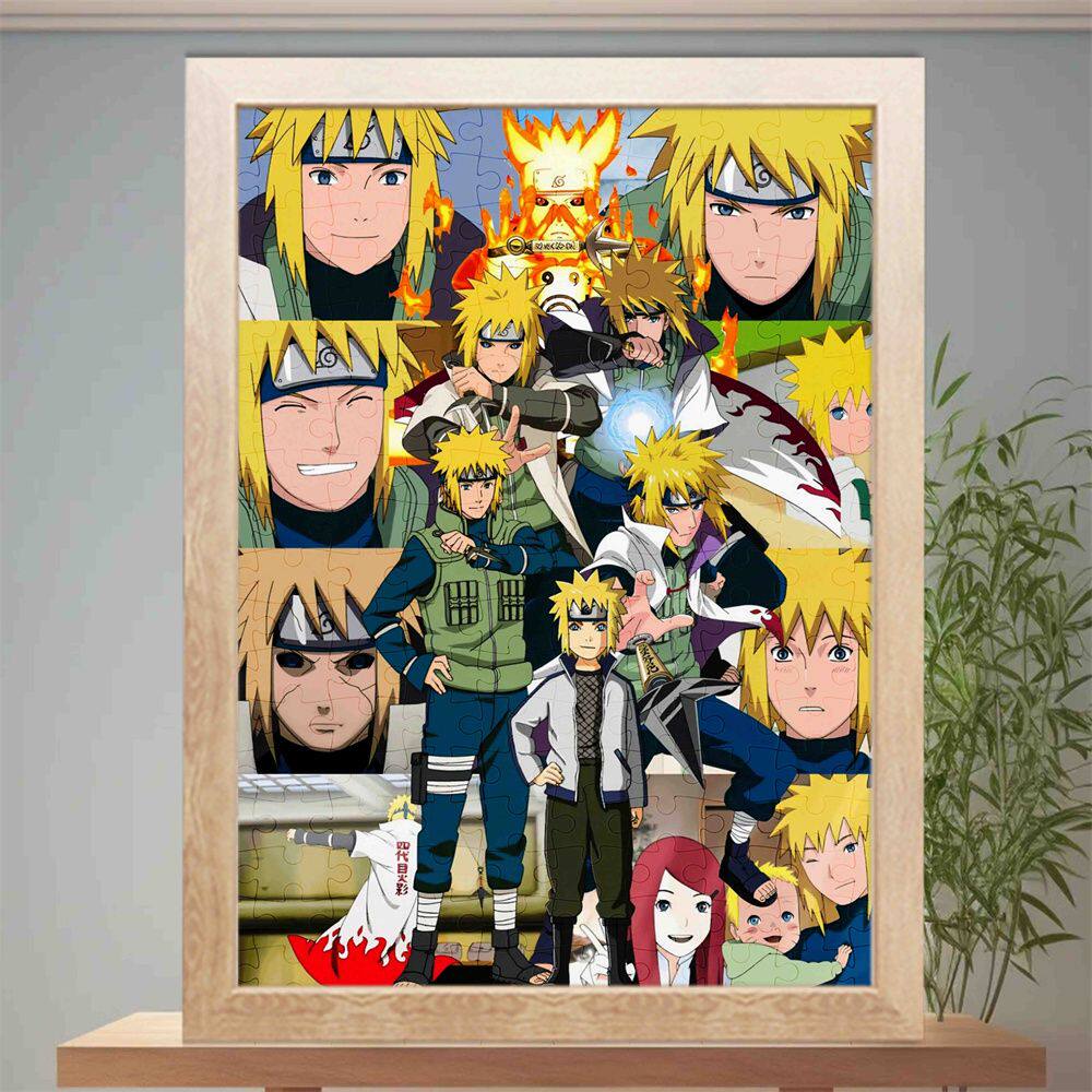 火影忍者波风水门木质拼图带相框个性益智动漫送朋友同学生日礼物