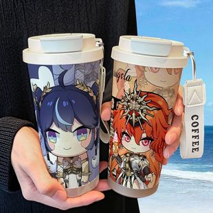 鸣潮奥古斯塔周边保温杯不锈钢学生高颜值吸管双饮大容量咖啡水杯