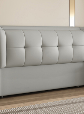 床头软包靠背一体落地单买2025新款现代简约高端真皮单独实木背板