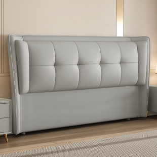 床头软包靠背一体落地单买2025新款现代简约高端真皮单独实木背板