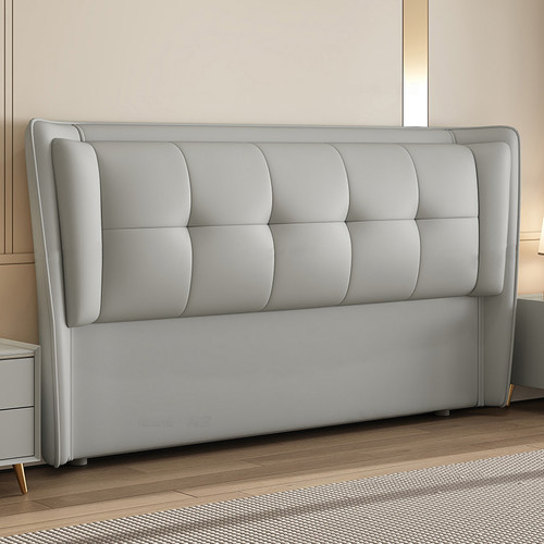 床头软包靠背一体落地单买2025新款现代简约高端真皮单独实木背板