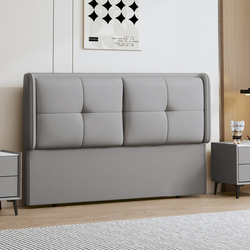 床头软包靠背一体落地单买2025新款简约现代真皮实木超薄单独背板