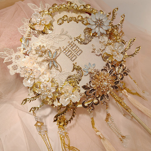 双面双色团扇新娘结婚秀禾喜扇