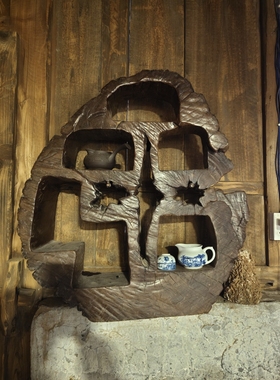 金丝楠木精品博古架圆多宝阁置物多层展示背景台整木雕刻厂价包邮