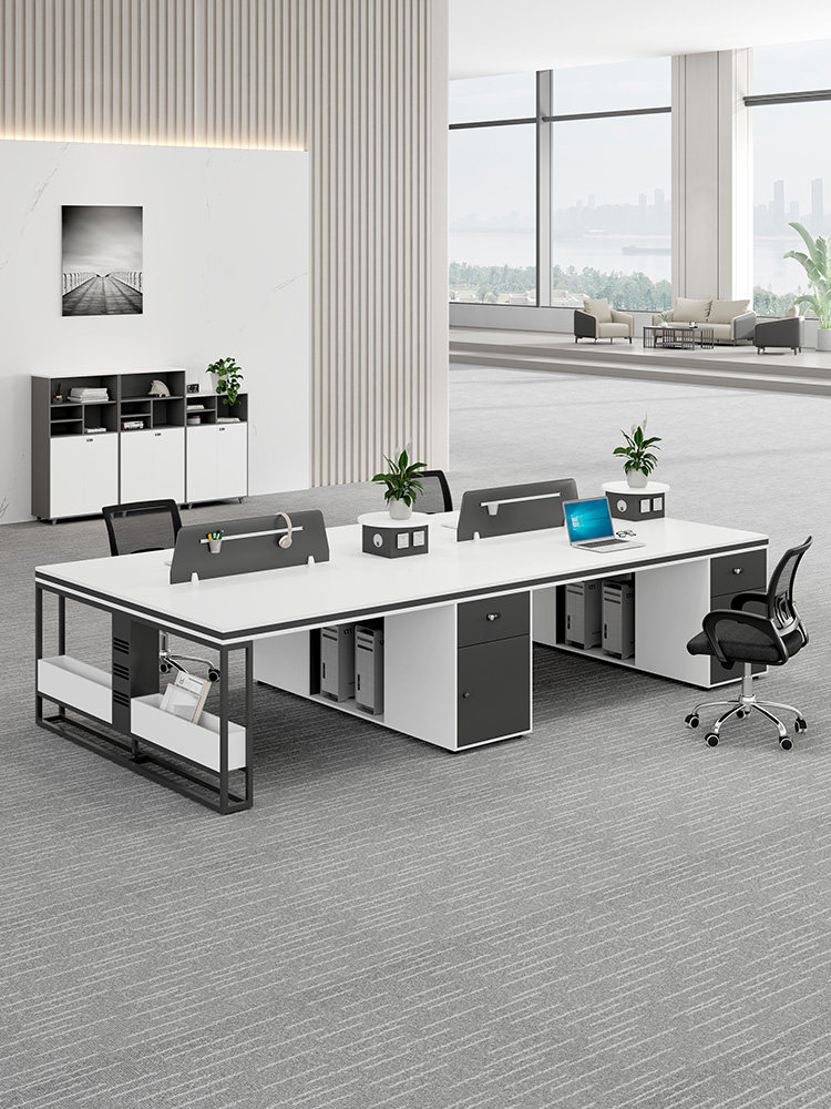 职员办公桌椅组合四人位办公室卡座工位家具4双6人位员工位职员桌