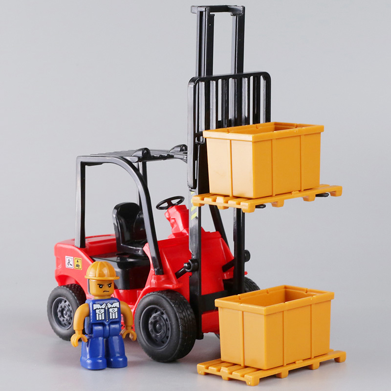 德立信出租叉车模型儿童滑行小汽车男孩宝宝玩具车仿真工程车模型