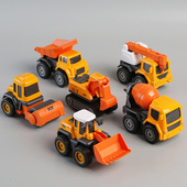 儿童卡通合金工程车回力玩具车搅拌车压路机男孩宝宝小汽车套装