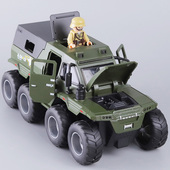 儿童大号八轮越野车开盖皮卡声光军事装 甲车男孩惯性可开门玩具车