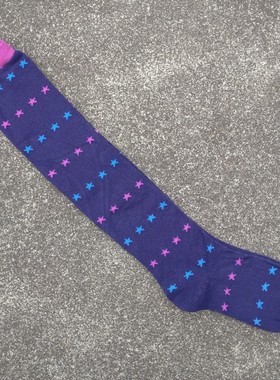 微瑕处理女34-36码紫色棉质五角星图案及膝长筒袜子