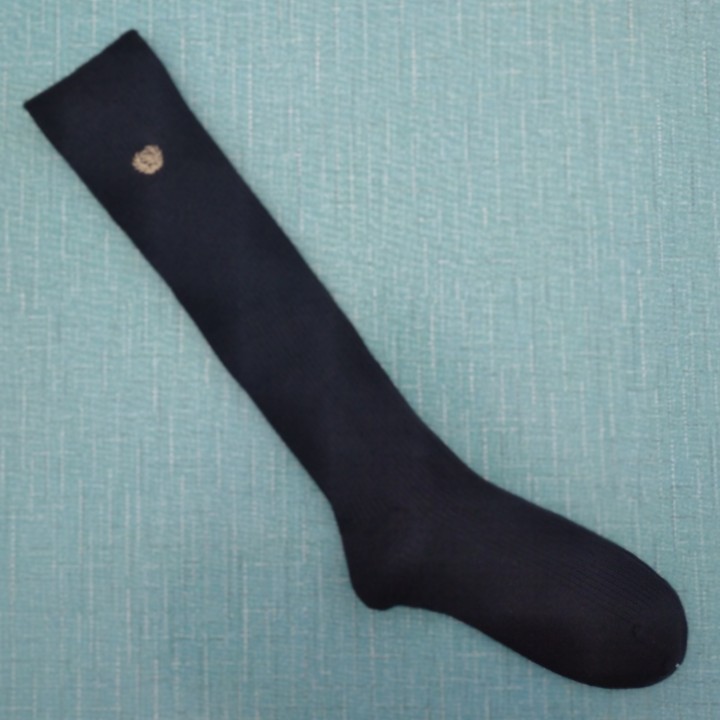 销售女35-38码黑色棉质无骨缝刺绣及膝长筒袜子