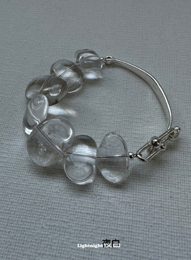 lightnight夜白【泡影】原创轻奢小众天然水晶银手镯手环手链